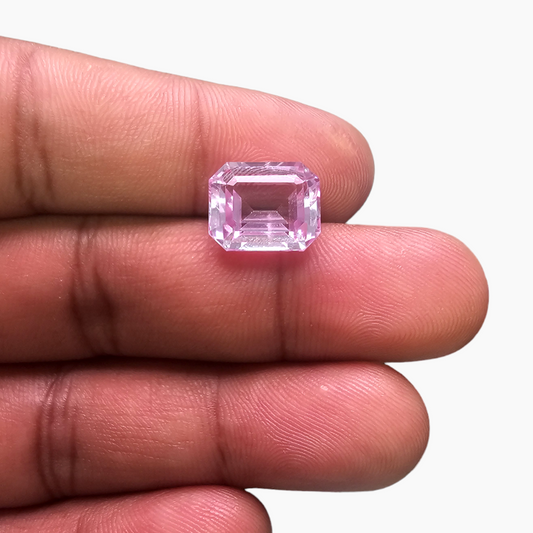 Natural Kunzite Stone 8.43 Carats in Emerald Cut from Africa 12 by 10 MM
