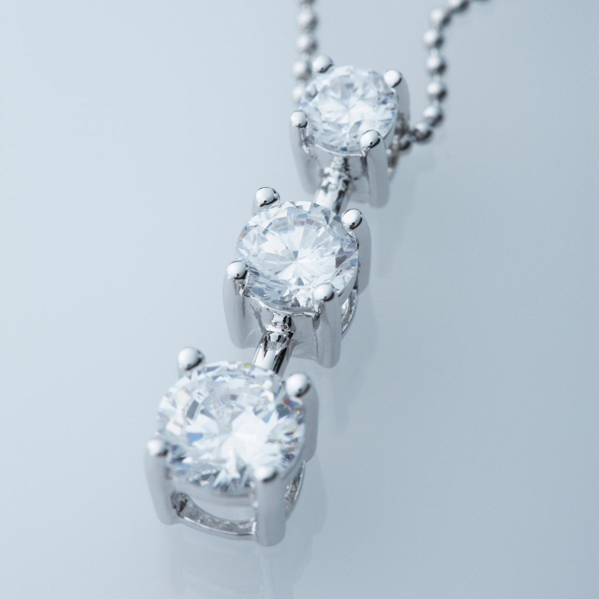 Three White Topaz Pure Silver 925 Pendant (PEN0149)