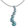 Blue Topaz Pure Silver 925 Rope Pendant Round Cut (PEN0150)