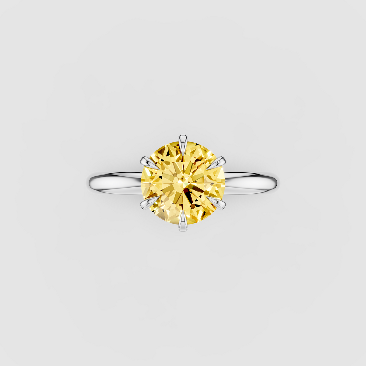 Isabella - 18K Gold Round Yellow Sapphire Solitaire with Hidden Moissanite Halo Ring