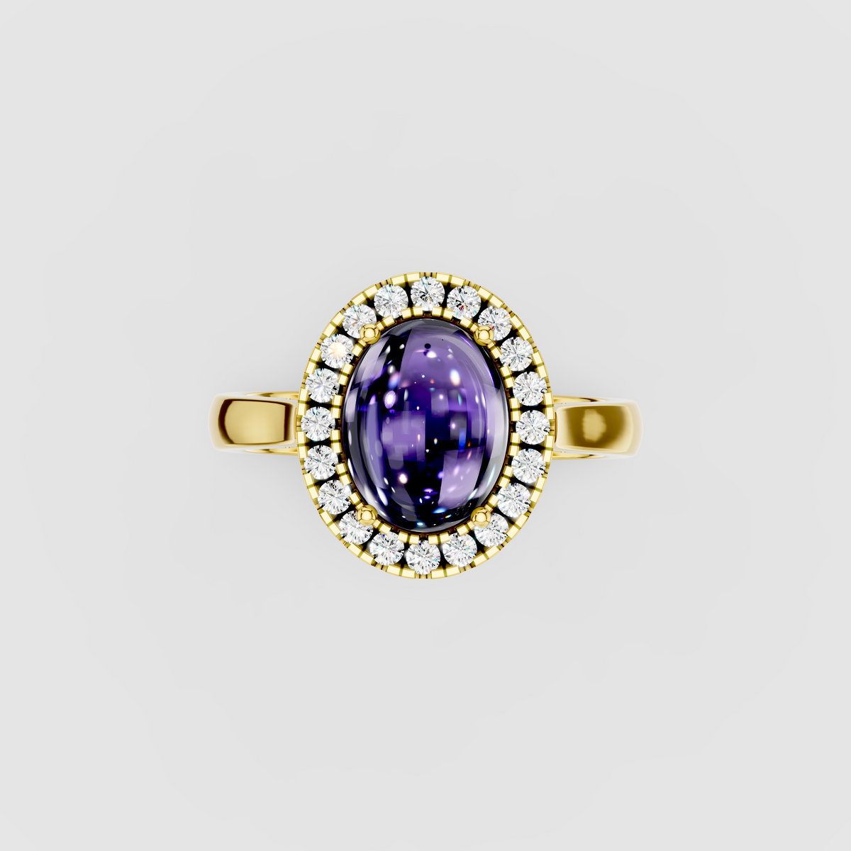 Naomi - Solid 18K Gold Smooth Tanzanite & Moissanite Ring