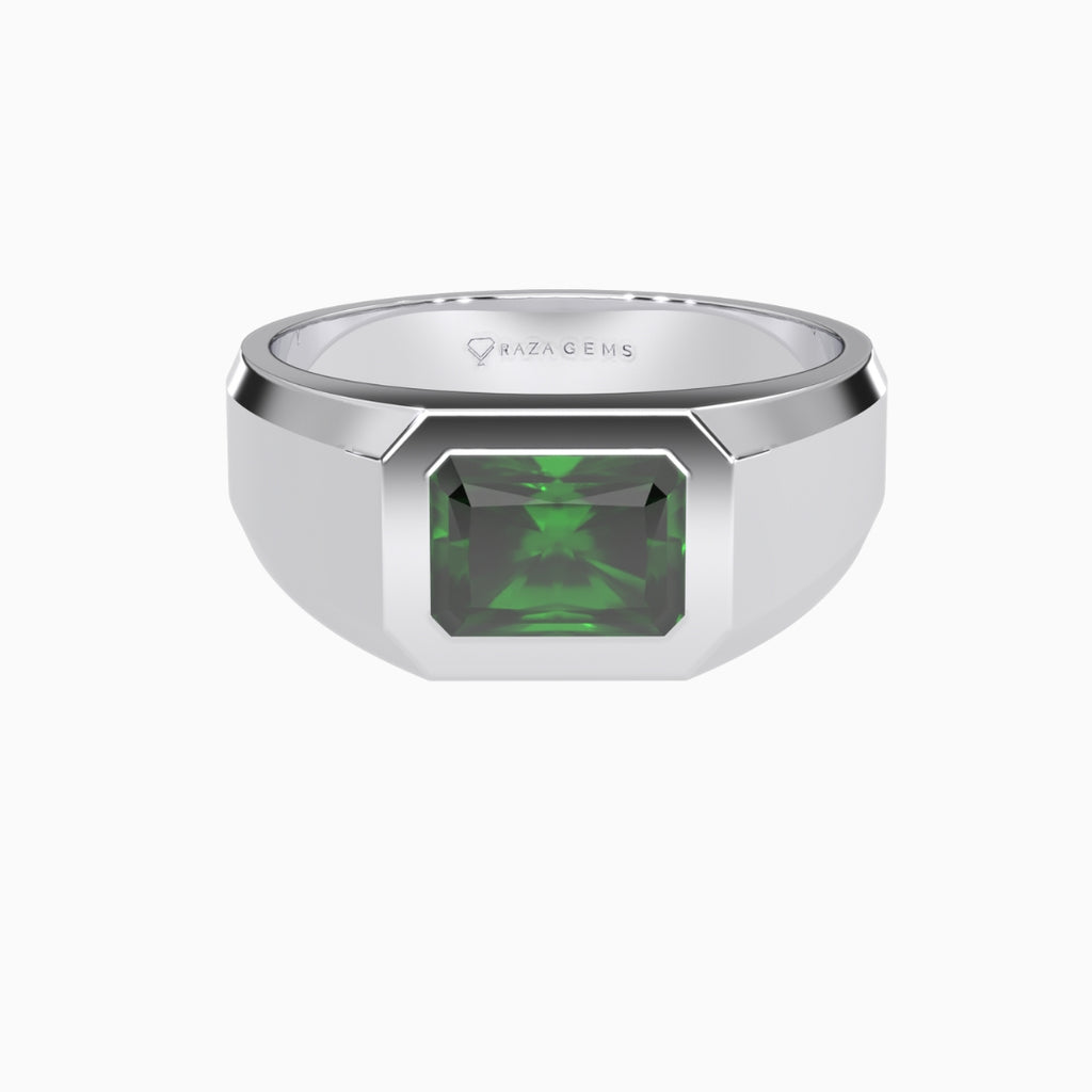 Green Emerald Ring Fajr Silver