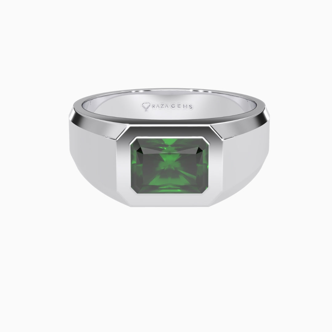 Green Emerald Ring Fajr Silver