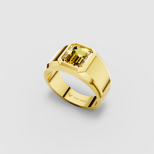 Evelyn - Solid 18K Gold Radiant Emerald-Cut Yellow Sapphire Ring