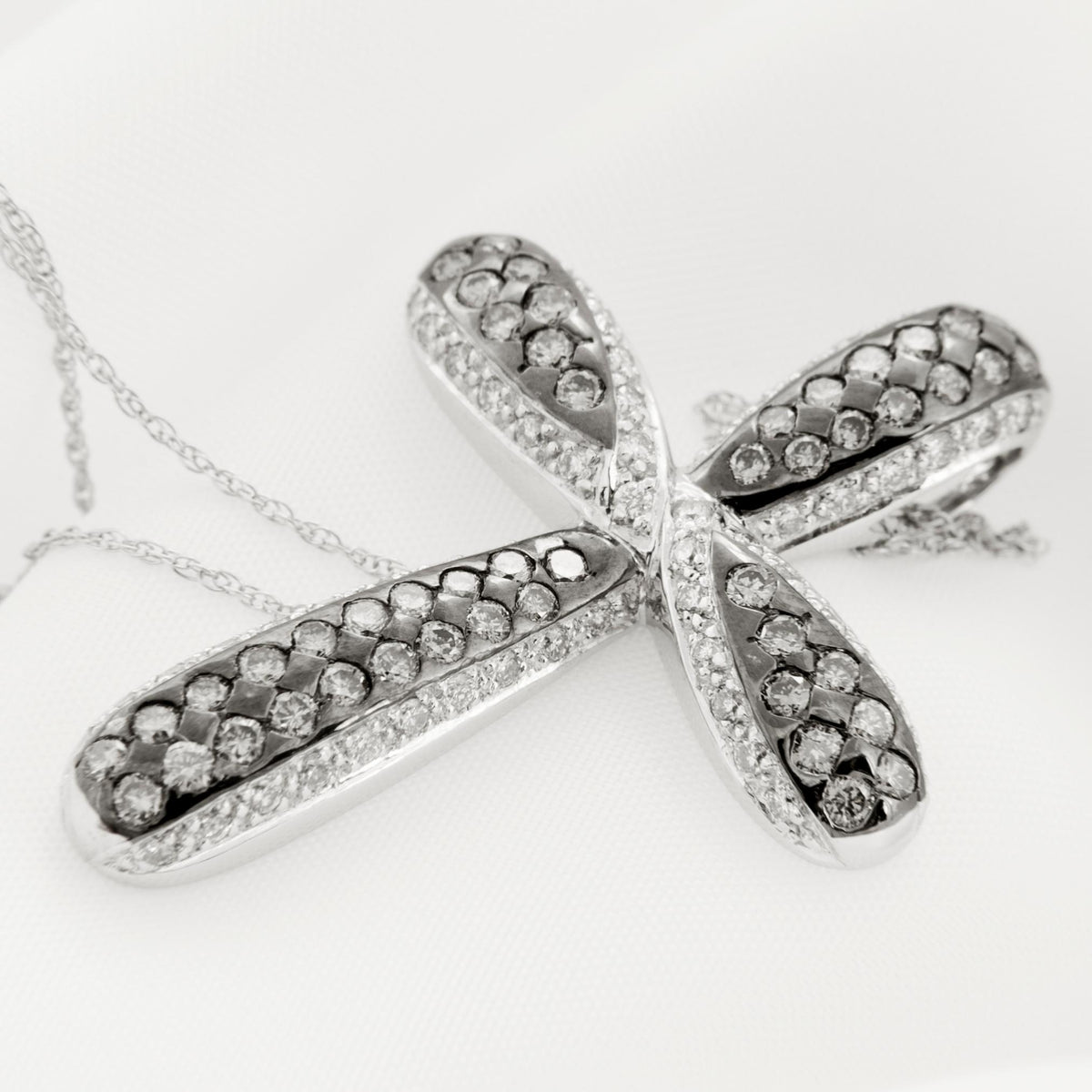 White Zarcone Silver 925 Cross Shape Pendant (PEN0158)