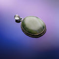 Sea Green Stone Pure Silver 925 Oval Shape Pendant (PEN0160)