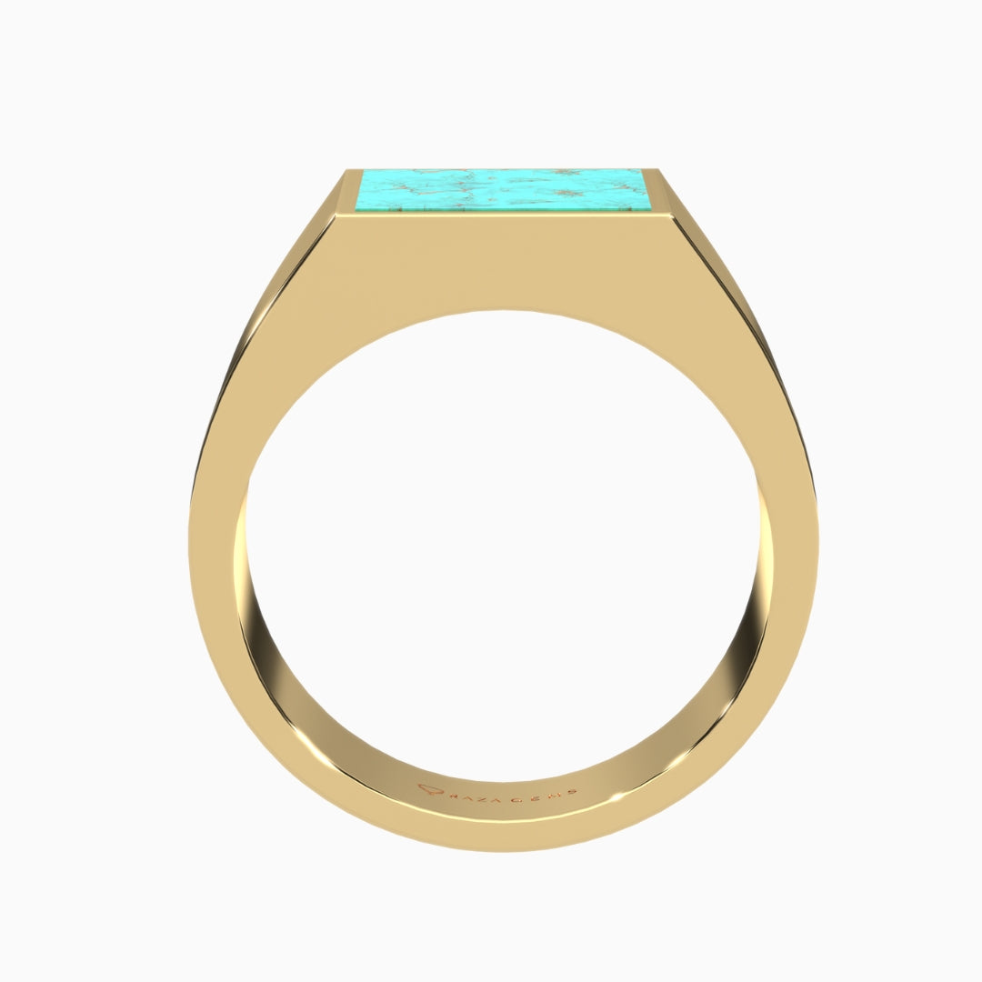 Turquoise (Feroza) Ring Hasna Yellow Gold