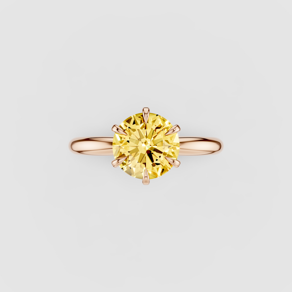 Isabella - 18K Gold Round Yellow Sapphire Solitaire with Hidden Moissanite Halo Ring