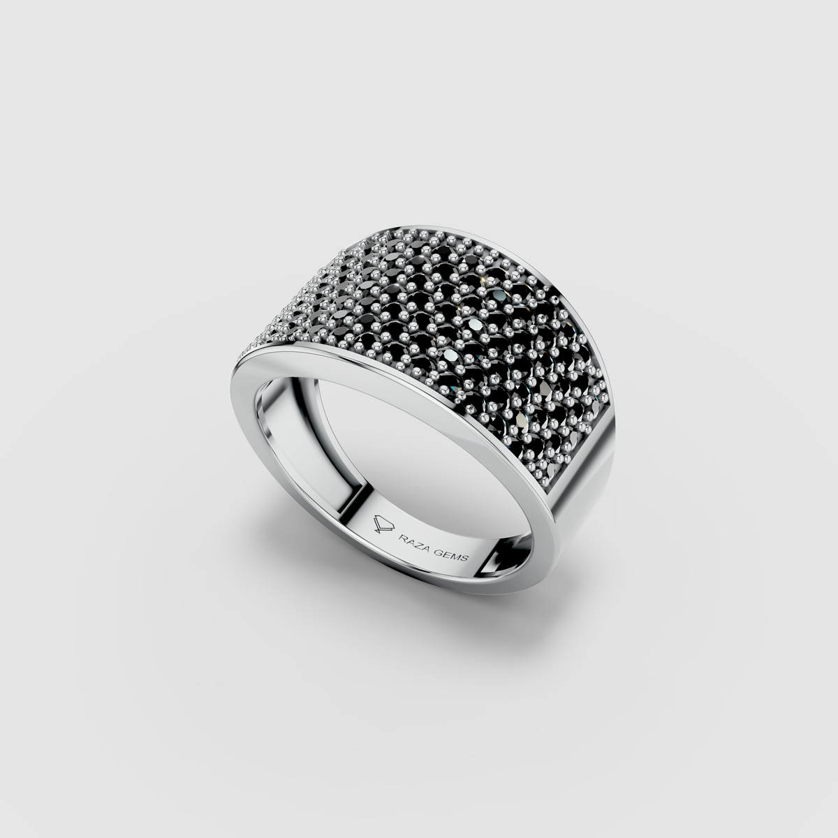 Isabella - Solid 18K Gold Honeycomb Black Zircon Band Ring