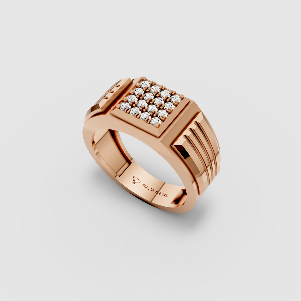 Iris – 18K Solid Gold Pave Moissanite Square Signet Ring