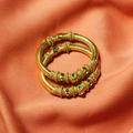 Multi Color Natural Gemstones with 18K Gold Set of Two Bangles for Women (BAN10009)
