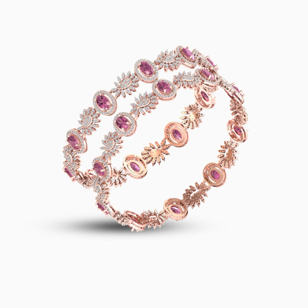Rubellite Tourmaline Bangles - Wajiha - Rose Gold