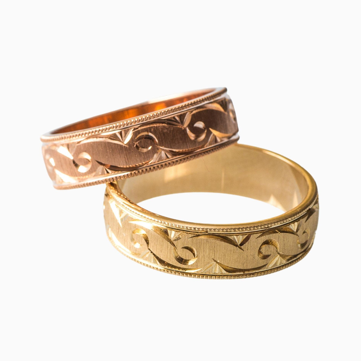 Couple Gold Plated Ring Flat Handcrafted Enamel Ceramic Circled