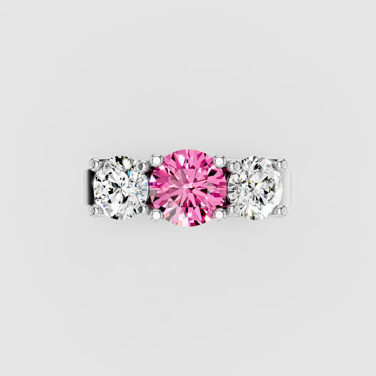 Florence - Solid 18K Gold Pink Sapphire with Brilliant Moissanite Side Stones