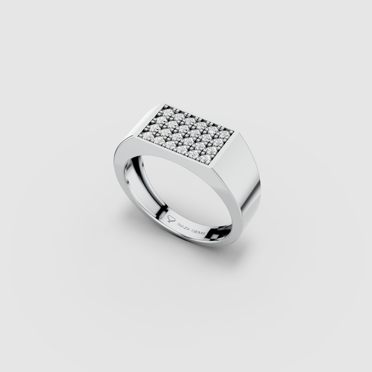 Mia - 18K Gold Pavé Moissanite Rectangular Signet Ring