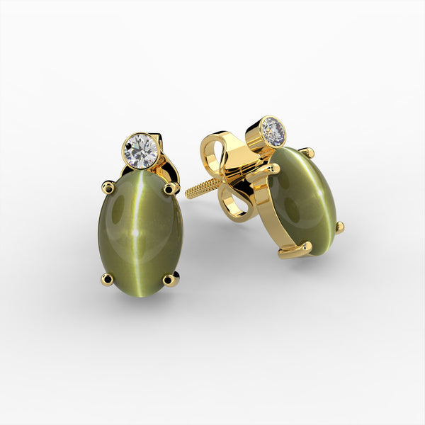 Alexandrite Cats Eye Earrings