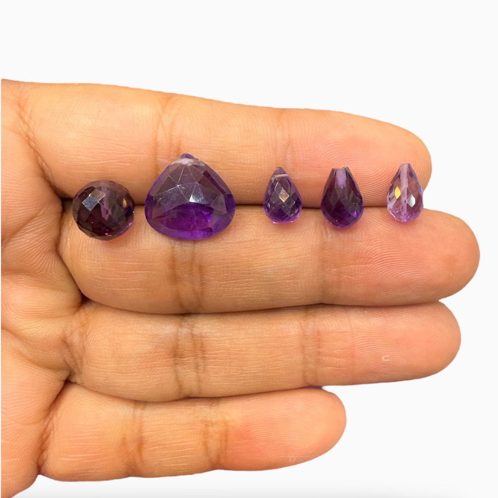 Amethyst Briolette Stone with Drill for Jewellery From 1 - 10 Carats
