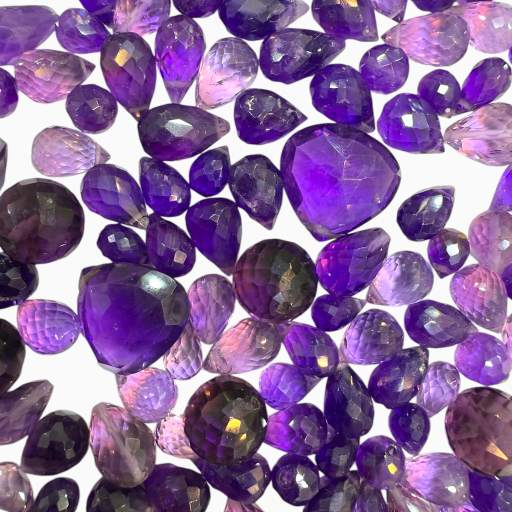 Amethyst Briolette Stone with Drill for Jewellery From 1 - 10 Carats