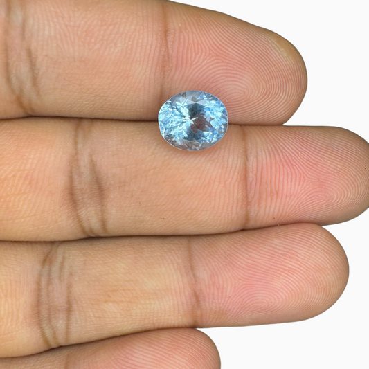 Natural Aquamarine Stone 2.13 Carats SkyBlue Color Oval Shape Size 9X8mm