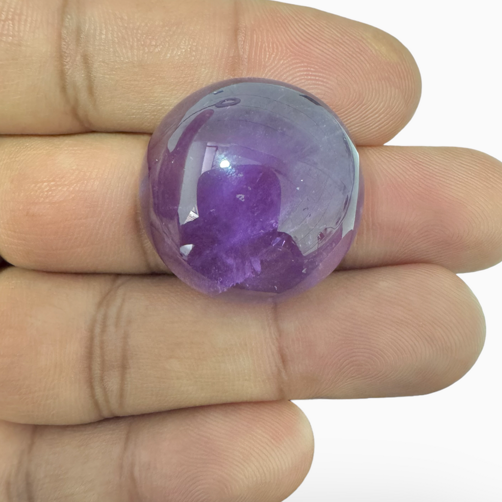Natural Purple Amethyst Round Cabochon 47.20 Carat 25X25mm