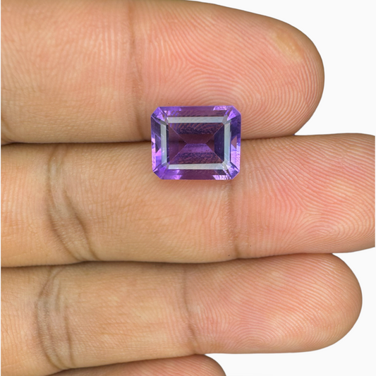 Amethyst Stone 3.53 Carats 10x8 mm Emerald Cut