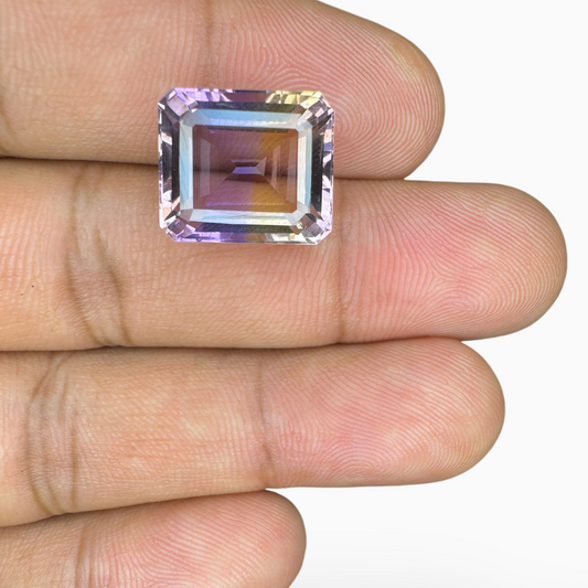 Loose Ametrine Bicolor  10.97 Carats Emerald Cut Shape Size 14.5X10.5mm