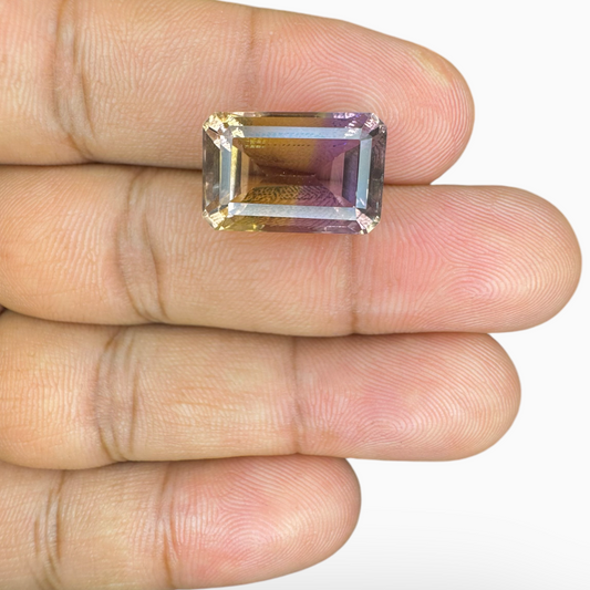 Ametrine Loose Stone Natural Bicolor 12.68 Carats Emerald Cut Shape Size 17X11.5mm