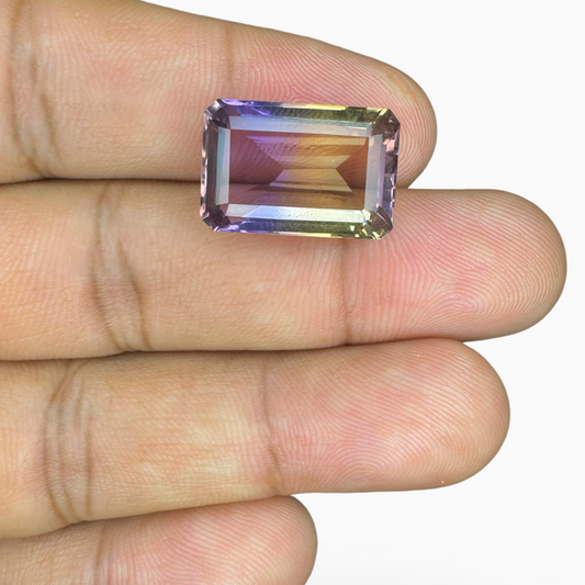 Ametrine Loose Stone Natural Bicolor 12.8 Carats Emerald Cut Shape Size 18.5X13mm