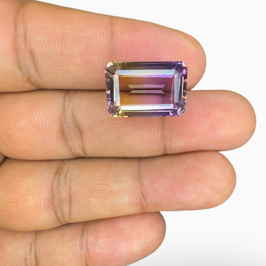 Ametrine Loose Stone Natural Bicolor 12.9 Carats Emerald Cut Shape Size 18X12.5mm