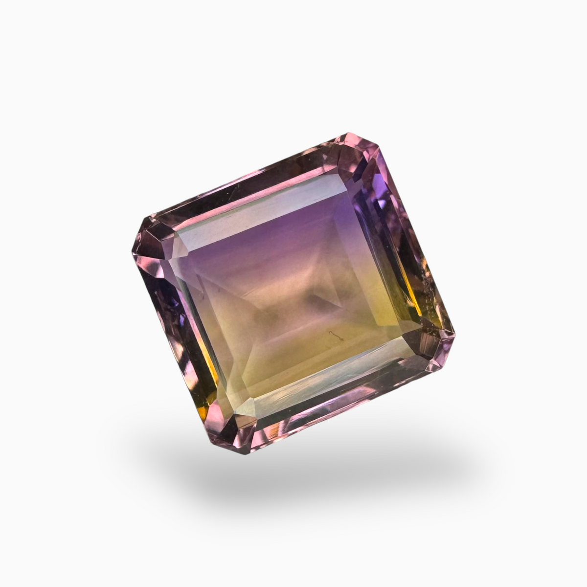 Brazilian Ametrine 13.70 Carats Emerald Cut Shape Size 15.3X14.7mm Bicolor