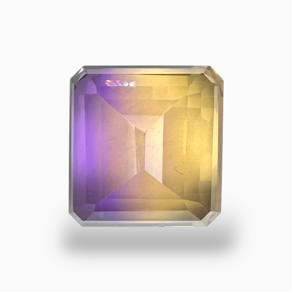 Brazilian Ametrine 13.70 Carats Emerald Cut Shape Size 15.3X14.7mm Bicolor