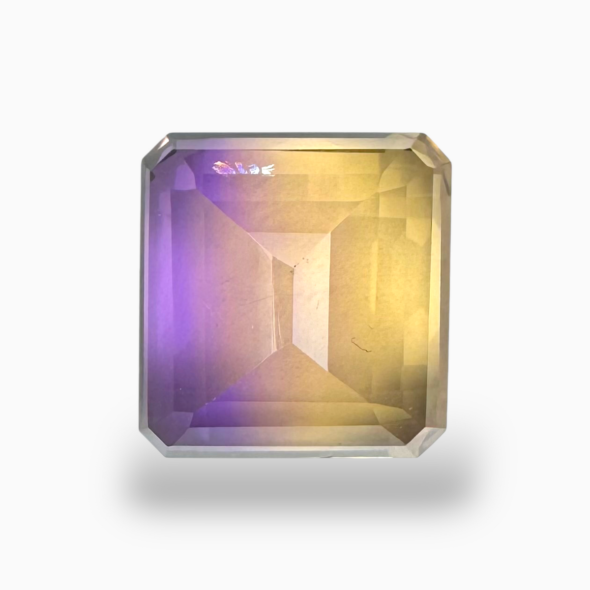 Brazilian Ametrine 13.70 Carats Emerald Cut Shape Size 15.3X14.7mm Bicolor