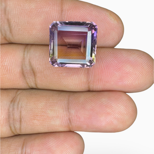 Brazilian Ametrine 13.70 Carats Emerald Cut Shape Size 15.3X14.7mm Bicolor