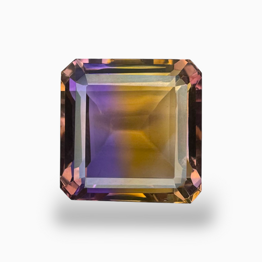 Brazilian Ametrine 14.12 Carats Emerald Cut Shape Size 15mm Bicolor