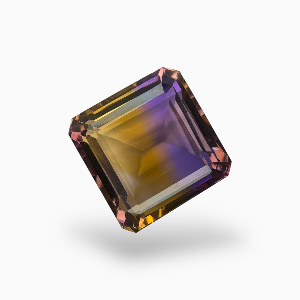 Brazilian Ametrine 14.12 Carats Emerald Cut Shape Size 15mm Bicolor