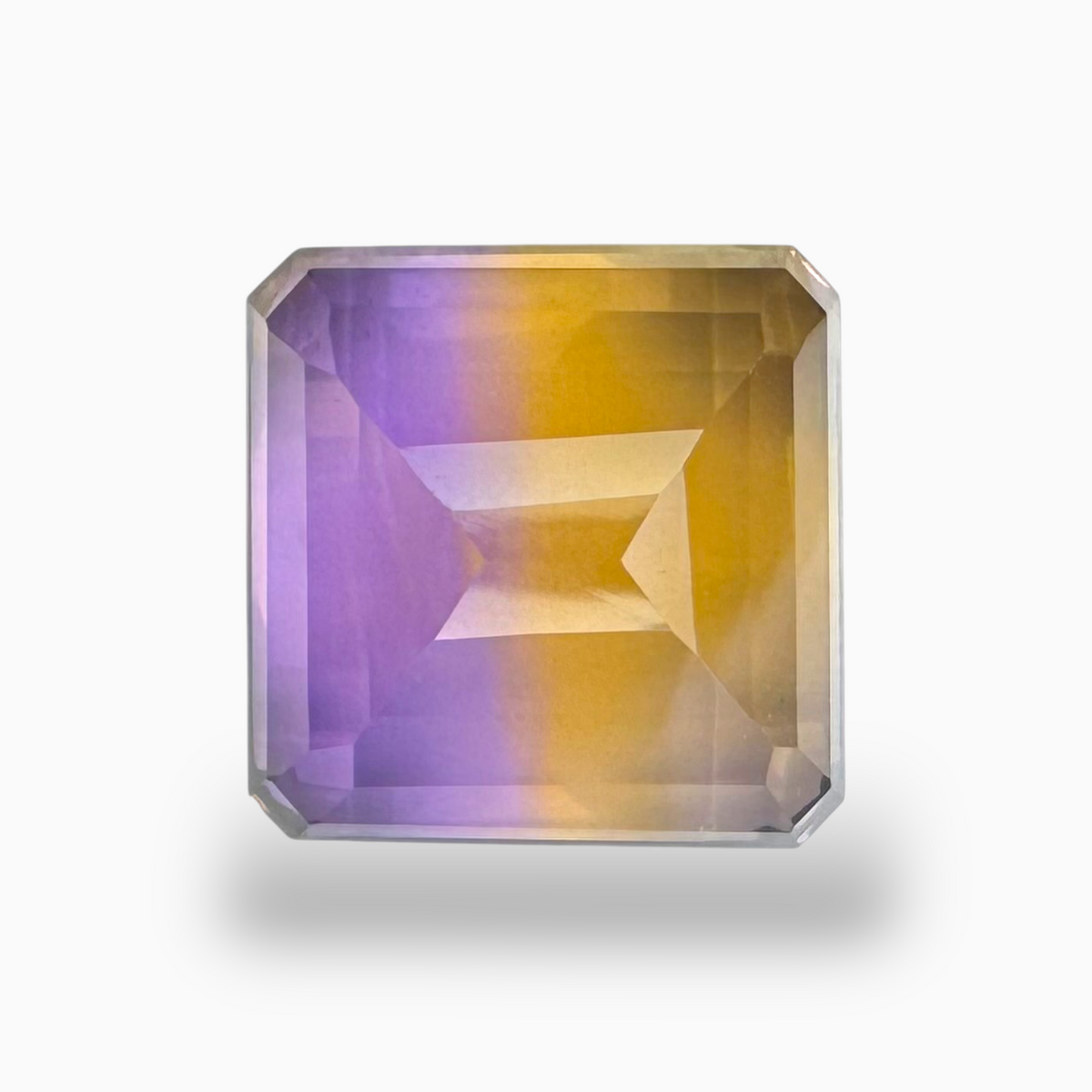 Brazilian Ametrine 14.12 Carats Emerald Cut Shape Size 15mm Bicolor