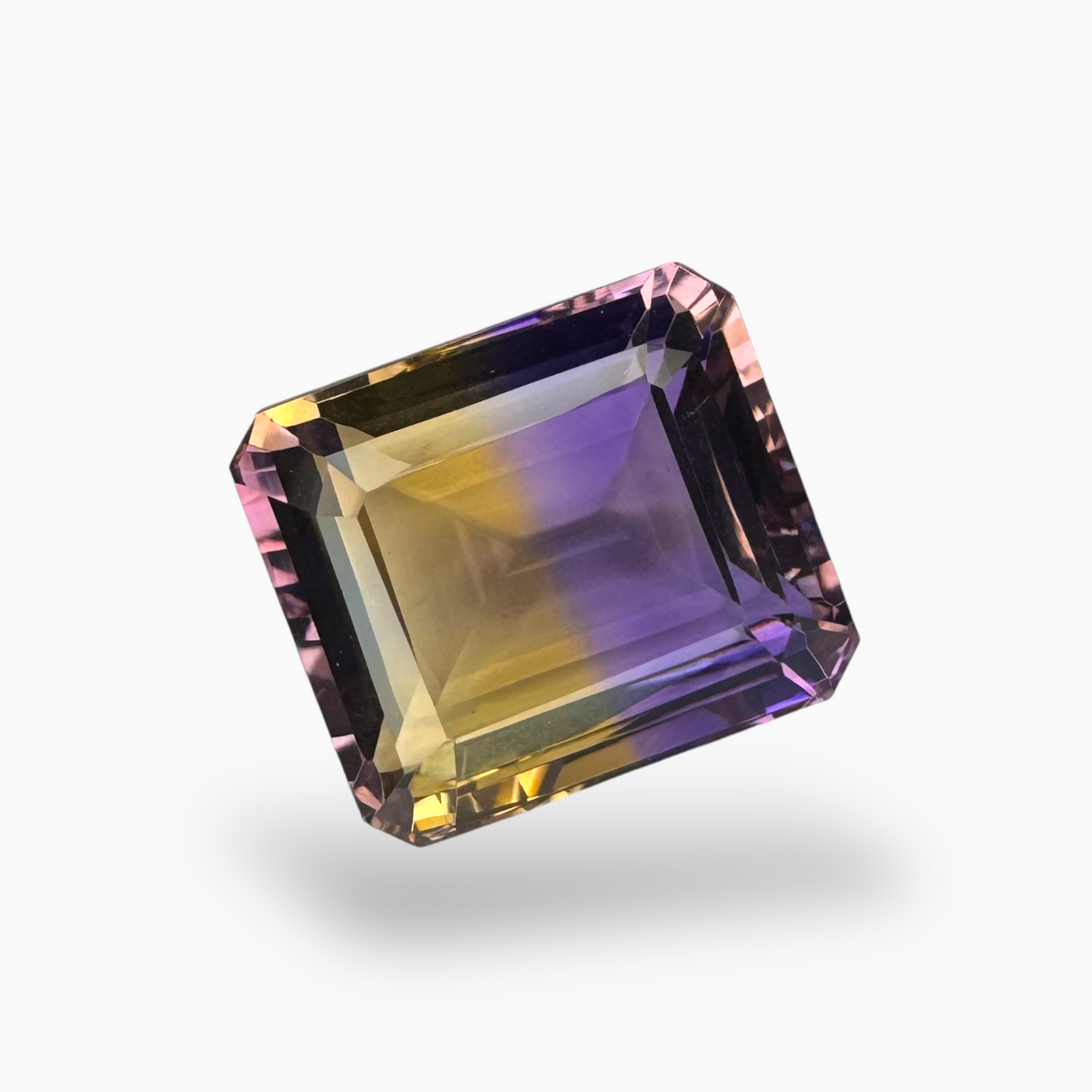 Natural Bicolor Ametrine 14.40 Carats Emerald Cut Shape Size 15.5X13.5mm