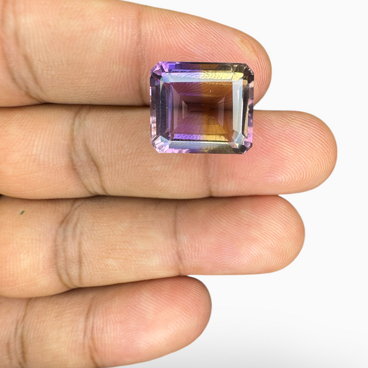 Natural Bicolor Ametrine 14.40 Carats Emerald Cut Shape Size 15.5X13.5mm