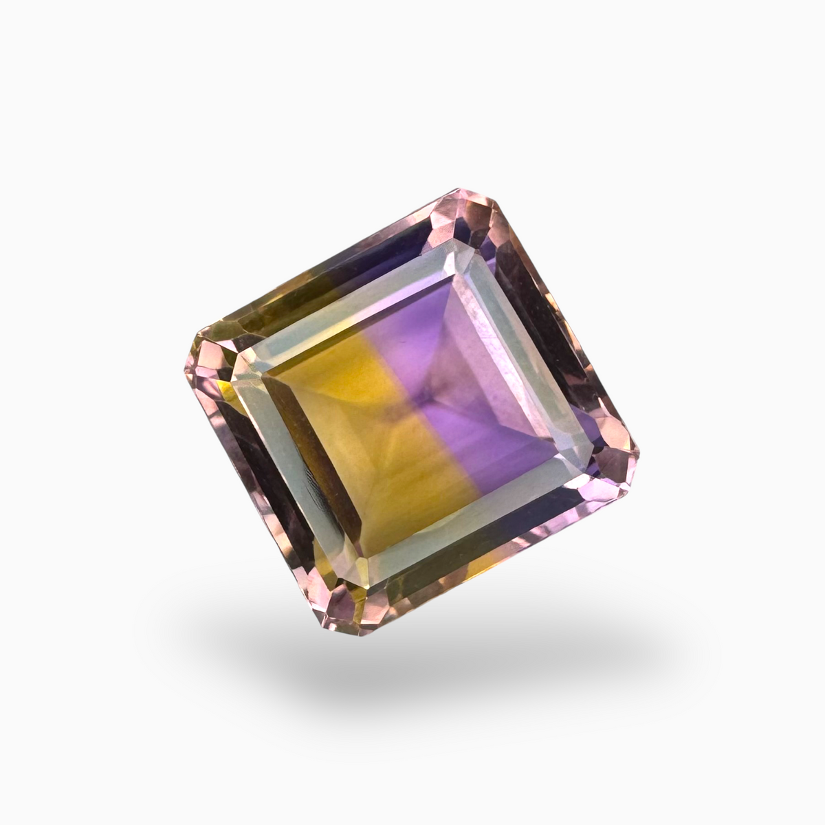 Natural Ametrine Bicolor 14.50 Carats Emerald Cut Shape Size 14.7X14.2mm