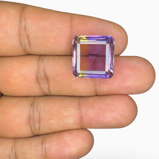 Natural Ametrine Bicolor 14.82 Carats Emerald Cut Shape Size 16mm