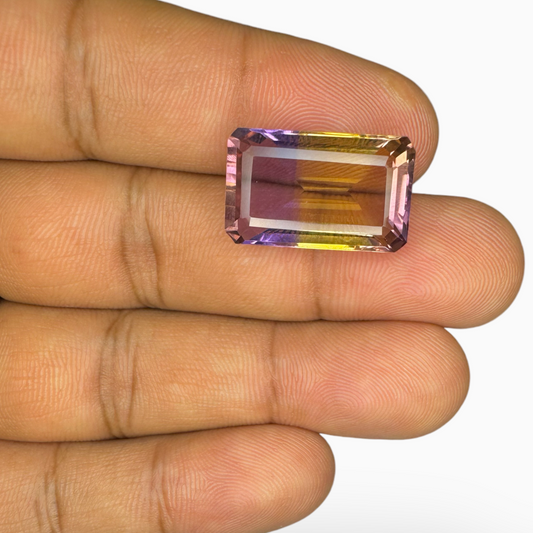 Ametrine Natural Stone Bicolor 14.85 Carats Emerald Cut Shape Size 21X13mm