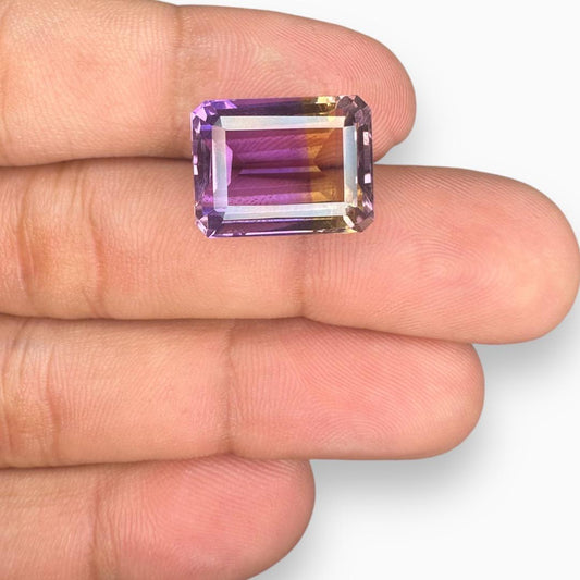 Ametrine Loose Stone Natural Bicolor 15.01 Carats Emerald cut Shape Size 16X12.5mm