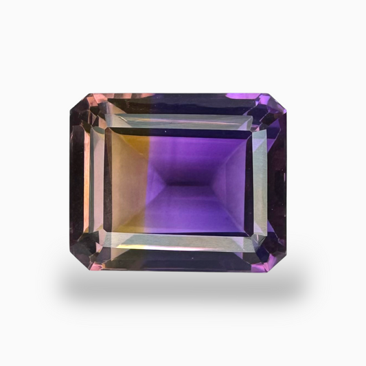 Ametrine Loose Stone Natural Bicolor 15.54 Carats Emerald Cut Shape Size 16X13mm