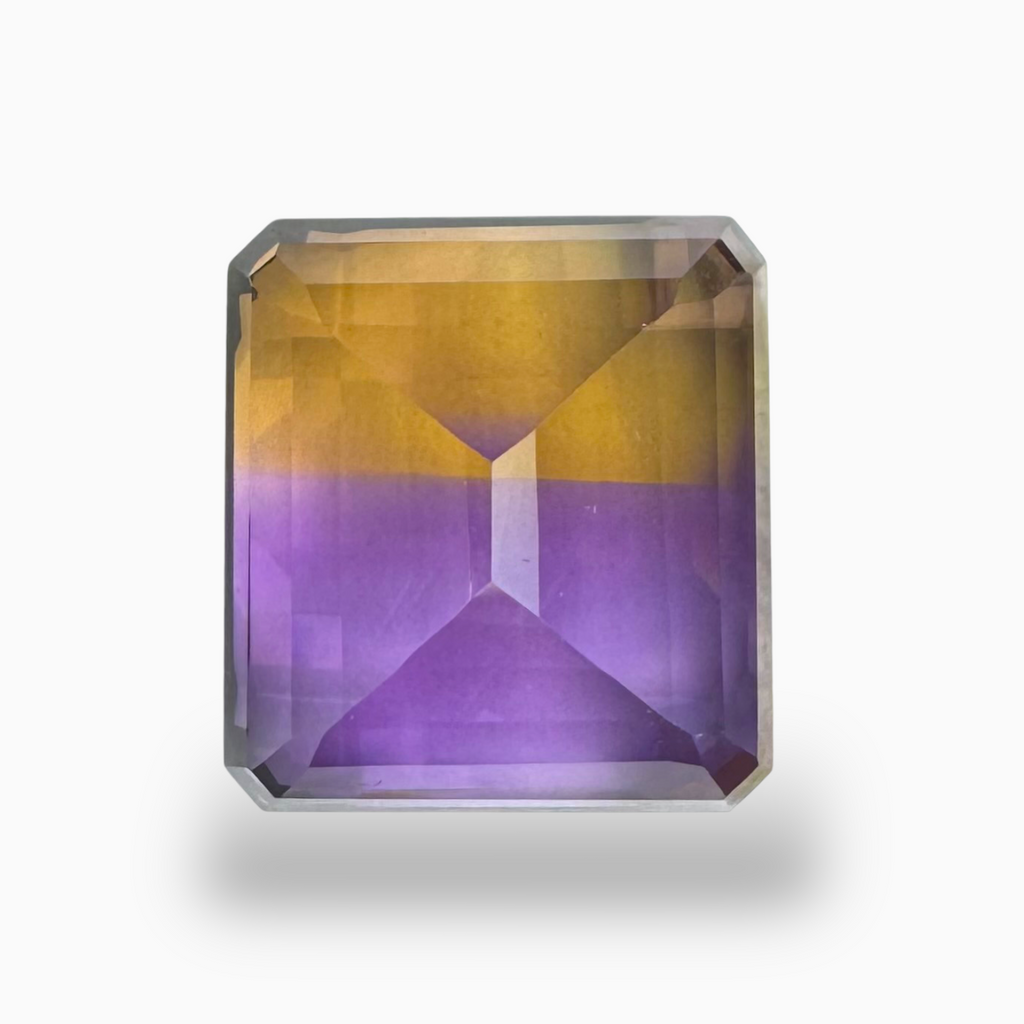 Ametrine Natural Stone Bicolor 15.78 Carats Emerald Cut Shape Size 16X15mm