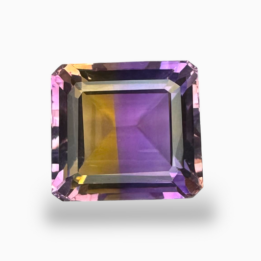 Ametrine Natural Stone Bicolor 15.78 Carats Emerald Cut Shape Size 16X15mm