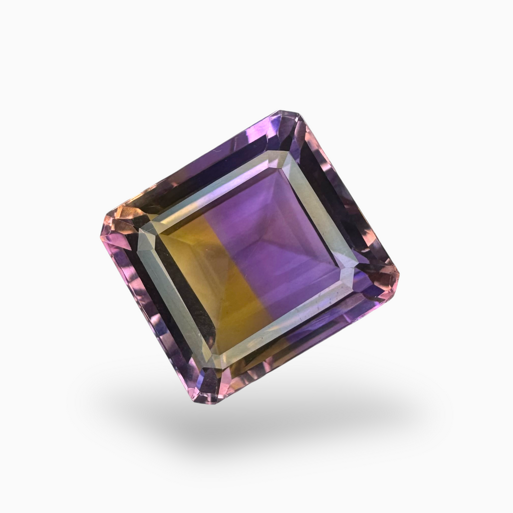 Ametrine Natural Stone Bicolor 15.78 Carats Emerald Cut Shape Size 16X15mm
