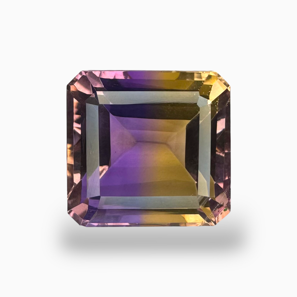 Natural Ametrine Loose Stone Bicolor 16.4 Carats Emerald Cut Shape Size 15.5X14.7mm
