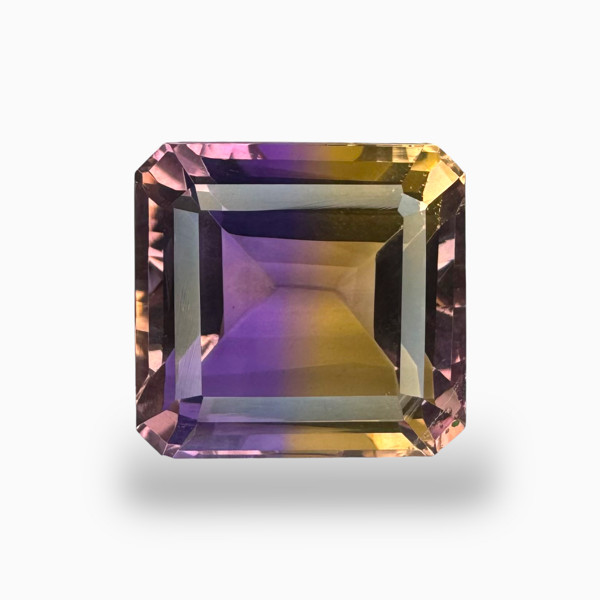 Natural Ametrine Loose Stone Bicolor 16.4 Carats Emerald Cut Shape Size 15.5X14.7mm