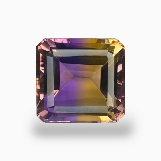 Natural Ametrine Loose Stone Bicolor 16.4 Carats Emerald Cut Shape Size 15.5X14.7mm