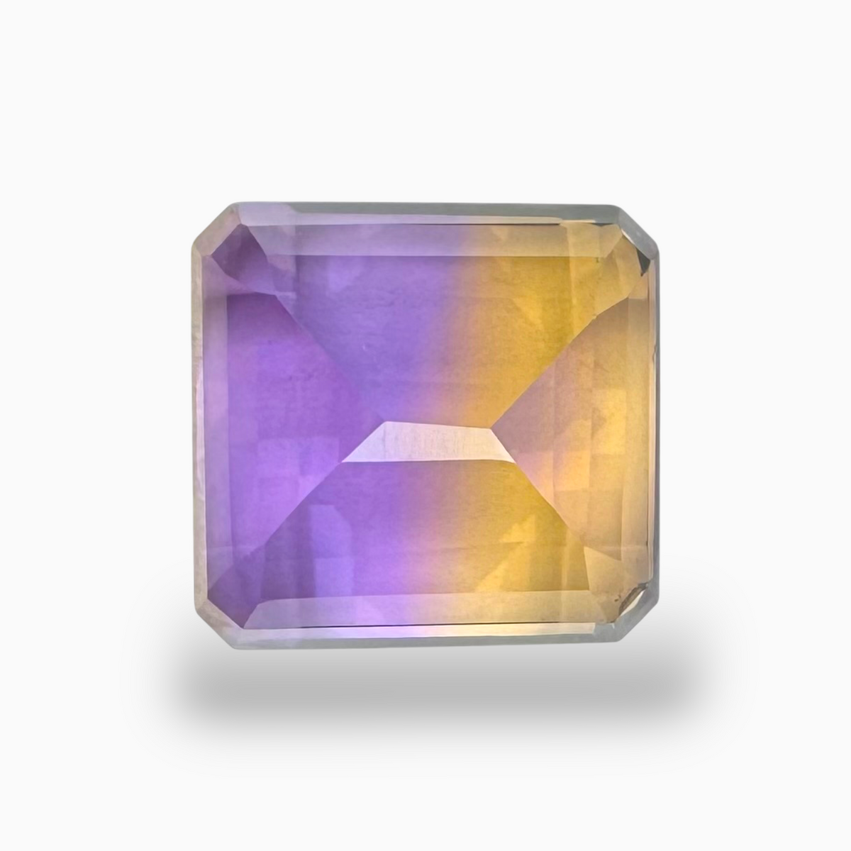 Natural Ametrine Loose Stone Bicolor 16.4 Carats Emerald Cut Shape Size 15.5X14.7mm